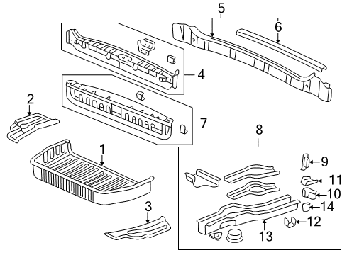 2000 Honda Odyssey Rear Body - Floor & Rails Plate, RR. Crossmember (Lower) Diagram for 65752-S0X-305ZZ
