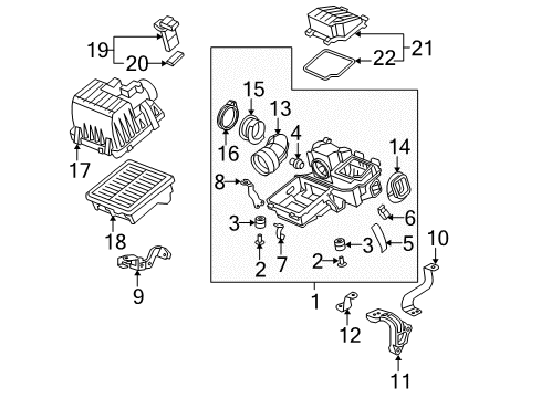 2011 Honda Fit Powertrain Control Case Set, Air Cleaner Diagram for 17201-RP3-A10