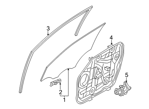 2022 Hyundai Santa Cruz Front Door Glass & Hardware RUN ASSY-FR DR WDO GLASS RH Diagram for 82540-K5000