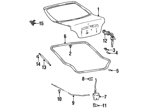 1998 Hyundai Accent Lift Gate Hinge Assembly-Tail Gate Diagram for 79770-22200