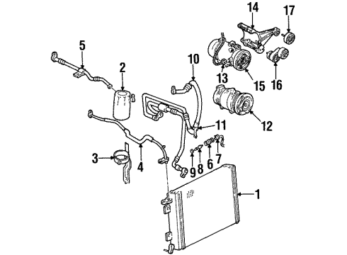 1999 Pontiac Firebird A/C Condenser, Compressor & Lines Hose & Tube Assembly Clip Diagram for 10407267