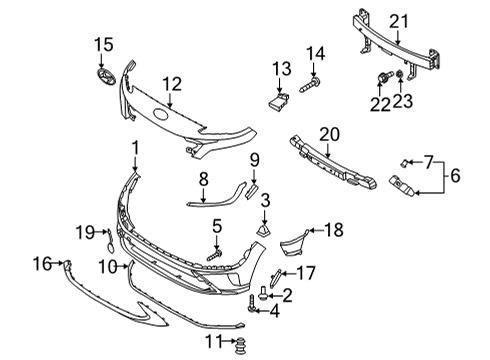 2022 Hyundai Kona Bumper & Components - Front BEAM COMPLETE-FR BUMPER Diagram for 64900-J9600
