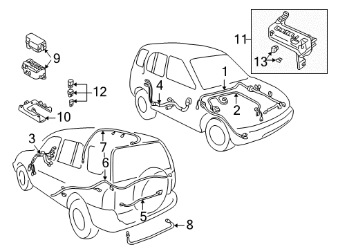 2001 Chevrolet Tracker Wiring Harness Block, Engine Wiring Harness Junction Diagram for 91174703