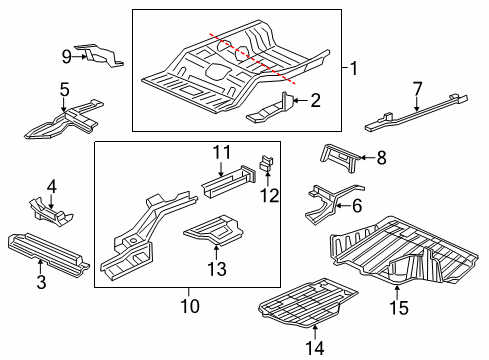 2012 Honda Civic Rear Body - Floor & Rails Frame, R. RR. Diagram for 65610-TR2-A00ZZ