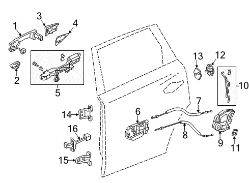 2018 Acura MDX Rear Door Handle, Right Rear Diagram for 72641-TZ5-A12