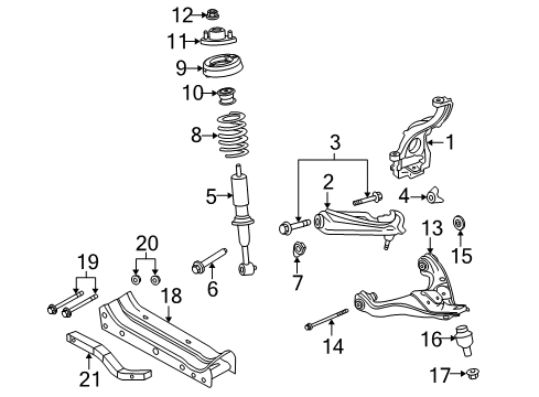 2010 Mercury Mountaineer Front Suspension Components, Lower Control Arm, Upper Control Arm, Stabilizer Bar Upper Control Arm Diagram for 6L2Z-3084-AA