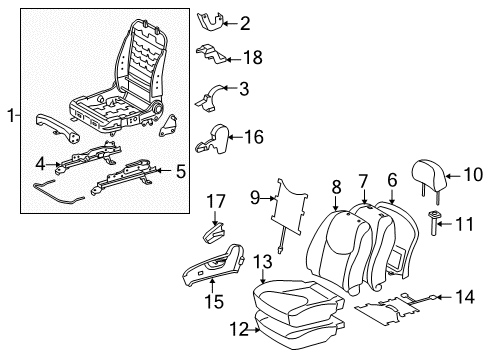 2006 Toyota RAV4 Front Seat Components Seat Back Cover Diagram for 71073-42100-B1