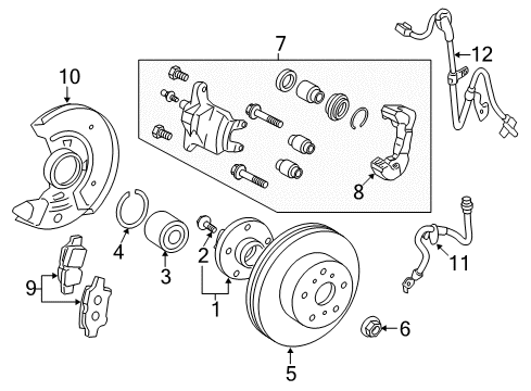 2012 Toyota Yaris Front Brakes ABS Sensor Wire Diagram for 89542-52090