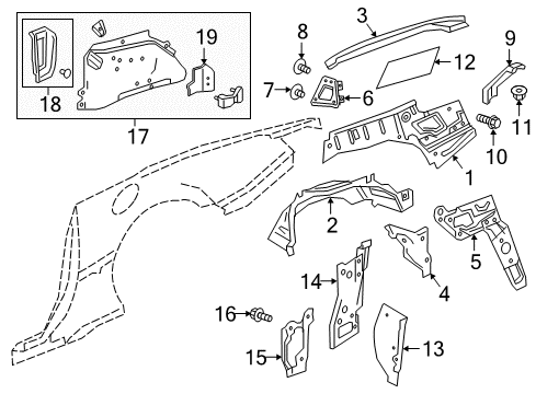 2020 Chevrolet Camaro Inner Structure - Quarter Panel Mount Plate Diagram for 22870688