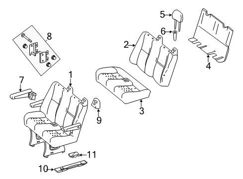 2007 Dodge Sprinter 3500 Rear Seat Components Rear Seat Cushion Diagram for 1HG961A6AA