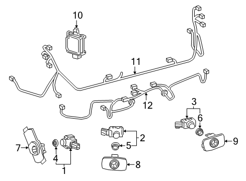 2021 Toyota Prius AWD-e Lane Departure Warning Park Sensor Diagram for 89341-48040-C5