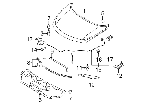 2009 Nissan Murano Hood & Components STOPPER Diagram for 80872-W1010