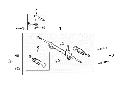 2015 Toyota Sienna Steering Column & Wheel, Steering Gear & Linkage Boot Diagram for 45535-09190