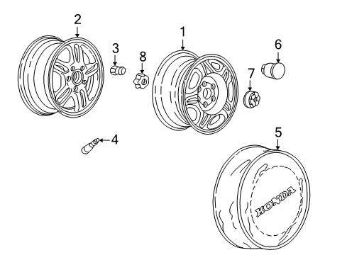2002 Honda CR-V Wheels, Covers & Trim Disk, Aluminum Wheel (15X6Jj) (Hitachi) Diagram for 42700-S9A-A03