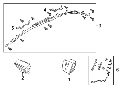 2015 Honda Accord Air Bag Components Reel Assembly, Cable Diagram for 77900-T2A-E11