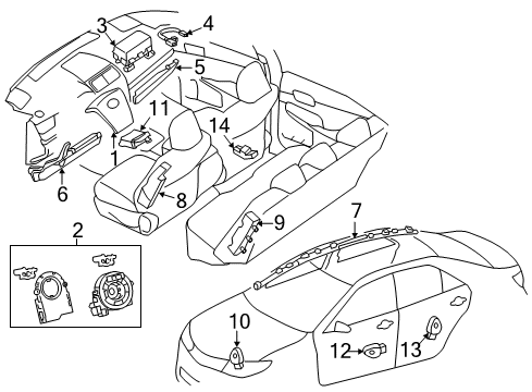 2013 Toyota Camry Air Bag Components Head Air Bag Diagram for 62170-06050