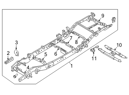 2019 Nissan Titan XD Frame & Components Member Assembly-Cross, Fuel Tank Diagram for 51060-EZ13A