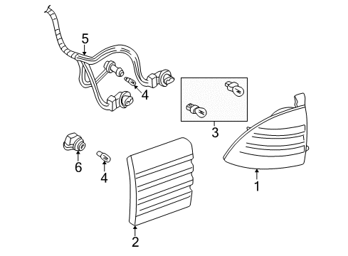 2006 Lincoln LS Bulbs Tail Lamp Assembly Diagram for 6W4Z-13404-BA