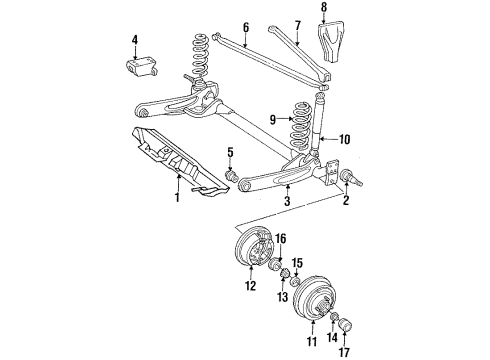 1984 Chrysler Executive Sedan Rear Brakes Brace Rear Suspension Track Bar Mt Diagram for 4421161