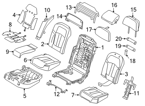 2018 BMW 740i Rear Seat Components Foam Section, Comfort Seat, A/C, Left Diagram for 52207357683