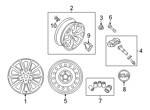 2018 Kia Sorento Wheels WHEEL LOCKS Diagram for U844050002