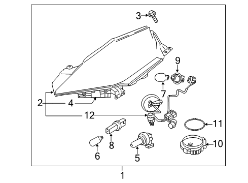 2014 Nissan Leaf Headlamps Park Lamp Bulb Socket Diagram for 26240-AG000