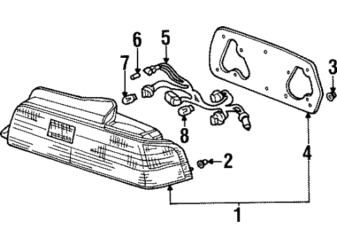 1999 Honda Prelude Bulbs Lamp Unit, R. Diagram for 33501-S30-A01