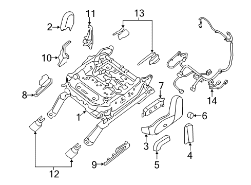 2016 Infiniti QX60 Driver Seat Components Seat Lumbar Switch Assembly Diagram for 87317-3JA8B