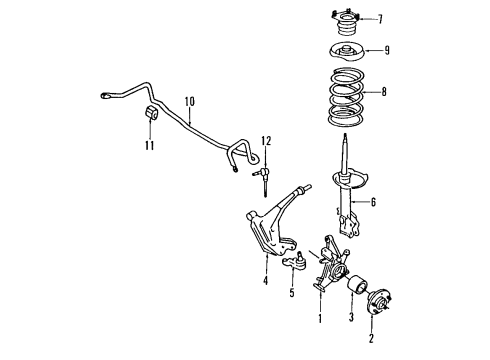 1999 Nissan Quest Front Suspension Components, Lower Control Arm, Stabilizer Bar Rod Assy-Connecting, Stabilizer Diagram for 54618-7B001