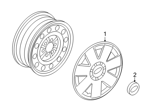 2007 Ford Fusion Wheel Covers & Trim Wheel Cover Diagram for 7E5Z-1130-A