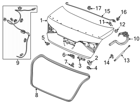 2022 Honda Civic Trunk Lid & Components HINGE, R- TRUNK Diagram for 68610-T20-A10ZZ