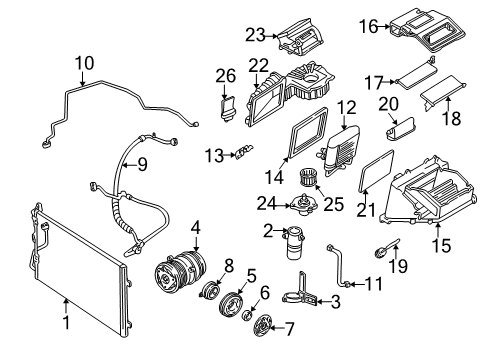 2004 Pontiac Sunfire Condenser, Compressor & Lines, Evaporator Components, Blower Motor & Fan AC Hose Diagram for 22661210