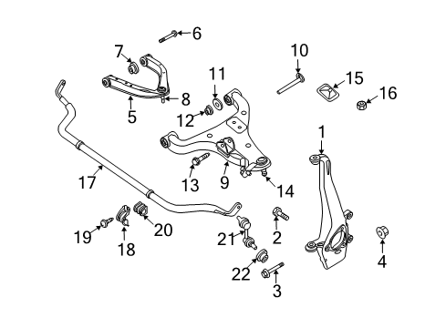 2014 Nissan Armada Front Suspension Components, Lower Control Arm, Upper Control Arm, Stabilizer Bar Link COMPL-Front Suspension, Upper LH Diagram for 54525-5ZA0A