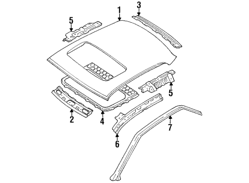 1995 Kia Sephia Roof & Components WEATHERSTRIP-Second, RH Diagram for 0K20158780