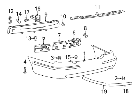 2004 Hyundai XG350 Rear Bumper Screw-Tapping Diagram for 12493-05166-B