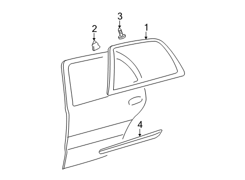 2009 Cadillac DTS Exterior Trim - Rear Door Body Side Molding Diagram for 22760263