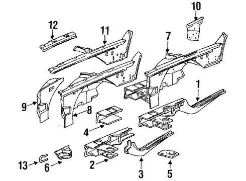 1989 BMW 535i Structural Components & Rails Front Left Wheelhouse Diagram for 41148155985