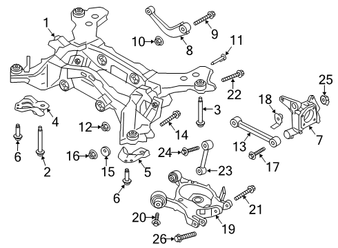 2019 Ford Police Responder Hybrid Rear Suspension Upper Arm Mount Bolt Diagram for -W706196-S439