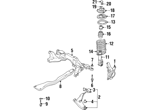 2000 Mitsubishi Diamante Front Suspension Components, Lower Control Arm, Stabilizer Bar Nut-Front Suspension Diagram for MS440003