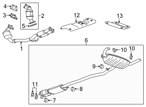 2013 Cadillac SRX Exhaust Components Converter & Pipe Diagram for 22913044