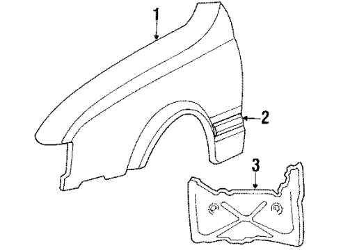 1986 Hyundai Excel Fender & Components Moulding Assembly-Fender Waist Line, RH Diagram for 87712-21050-EA