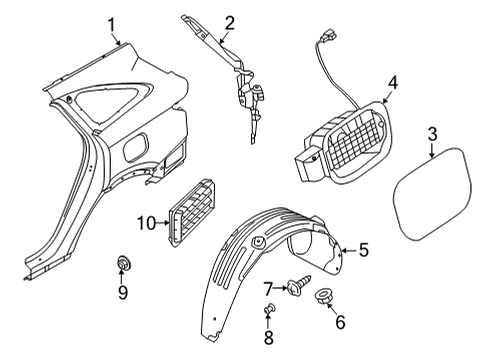 2021 Kia Sorento Quarter Panel & Components Guard Assembly-Rear WHEE Diagram for 86822P2000