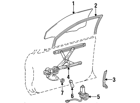 1996 Toyota Paseo Front Door Run, Front Door Glass, RH Diagram for 68141-16240