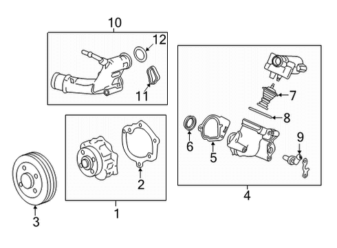 2022 Cadillac CT4 Water Pump Water Outlet Diagram for 12690765