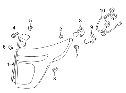 2013 Ford Explorer Bulbs Socket & Wire Diagram for BB5Z-13410-B
