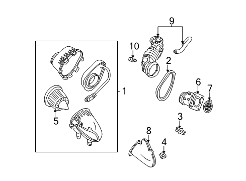 2000 Ford Mustang Powertrain Control Air Cleaner Diagram for XR3Z-9600-CA