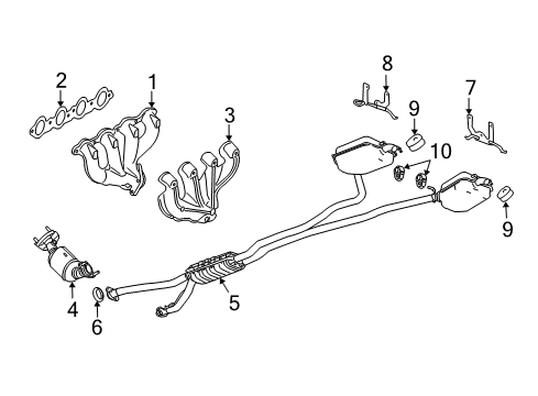 2004 Cadillac CTS Exhaust Manifold Engine Exhaust Manifold Assembly Diagram for 24412092