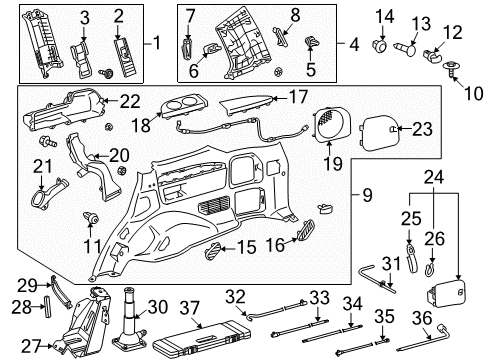 2011 Lexus LX570 Interior Trim - Quarter Panels Clip Diagram for 90467-10167