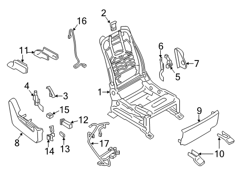 2011 Infiniti QX56 Power Seats FINISHER Seat Diagram for 87339-1LK7A