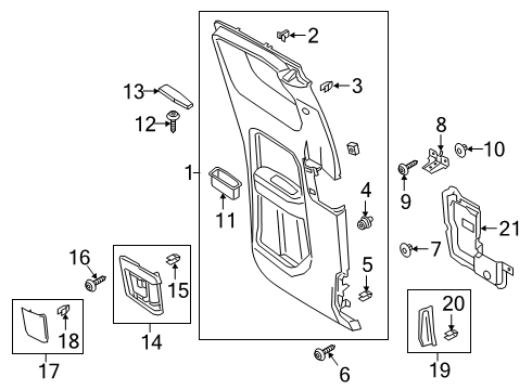 2022 Ford Ranger Interior Trim - Rear Door End Cover Diagram for KB3Z-99237W24-AA